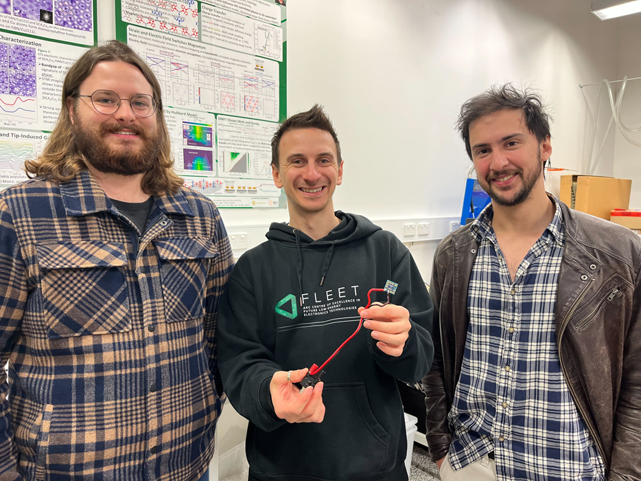 Our team with the prototyped seismometer